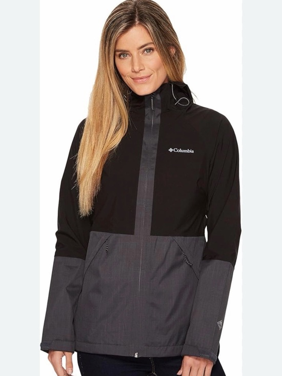 Columbia Jackets & Blazers - Columbia Two-Tone Hooded Rain Jacket - Black & Gray